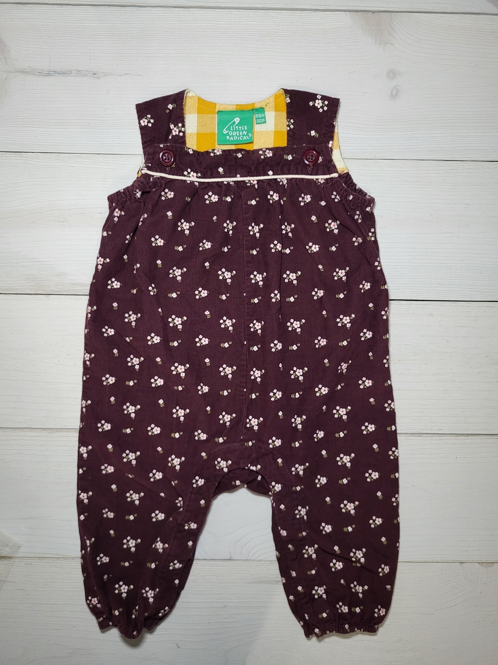 Little Green Radicals Baby Girl Floral Overalls Organic Cotton Corduroy Infant.